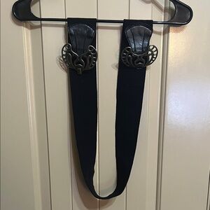 Fossil Black Leather Belt with Silver Accents